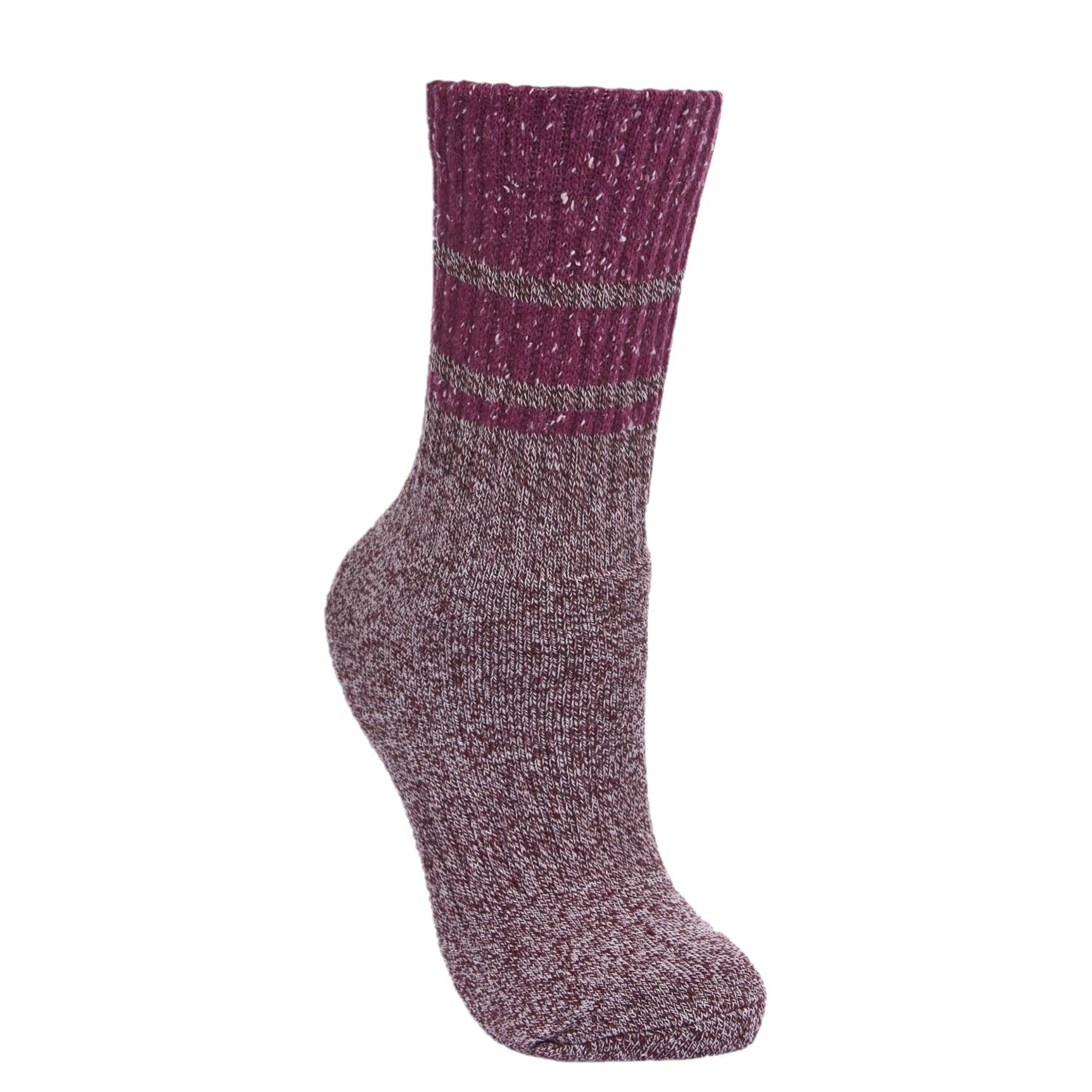 Hadley Chaussettes De Marche (2 Paires) Femme (Bordeaux / Beige) 3/4