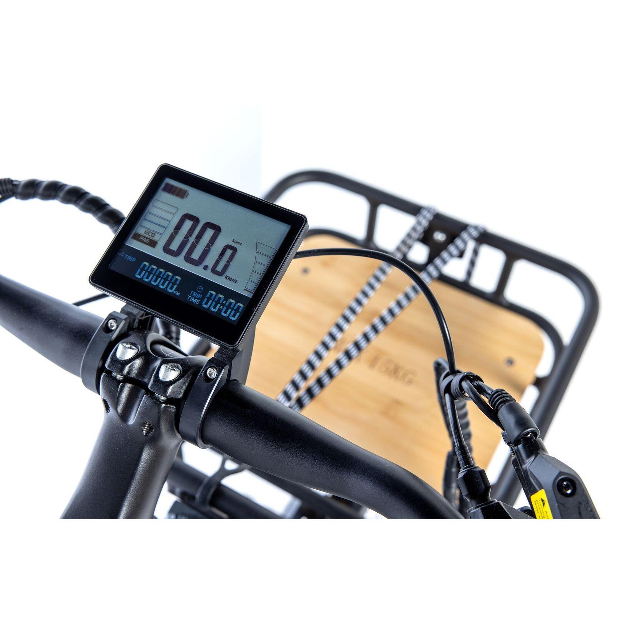 Moma Bikes E-Longtail profil gauche avec sièges enfants