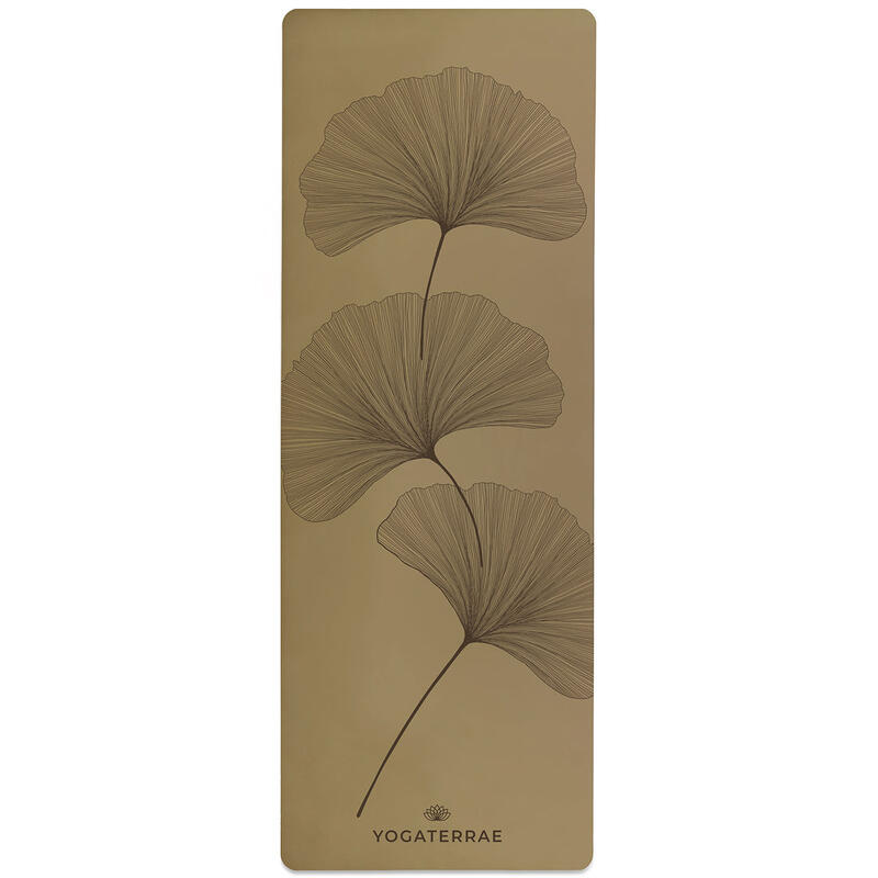 Tapis yoga Bronze Olive PU-Caoutchouc naturel Dark Ginkgos Yin Yang + Sac Yoga