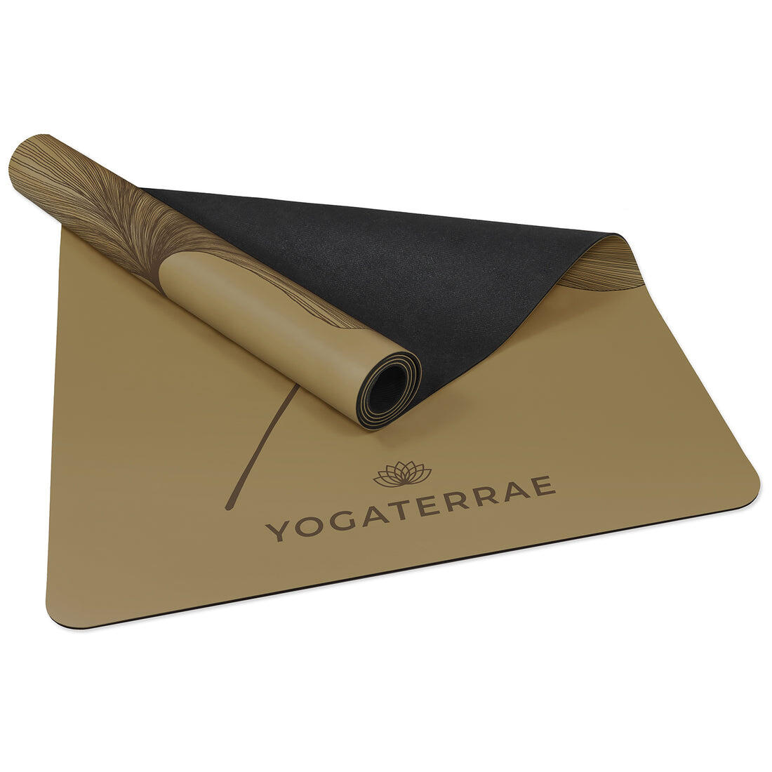 TAPIS YOGA ANTIDÉRAPANT NATUREL Bronze Olive PU-Caoutchouc Ginkgo Yin Yang Deep 4/5