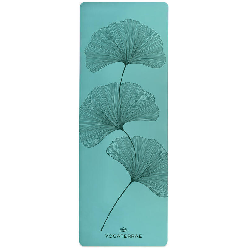 TAPIS DE YOGA ANTIDÉRAPANT NATUREL Vert PU-Caoutchouc Ginkgo Yin Yang Deep + SAC