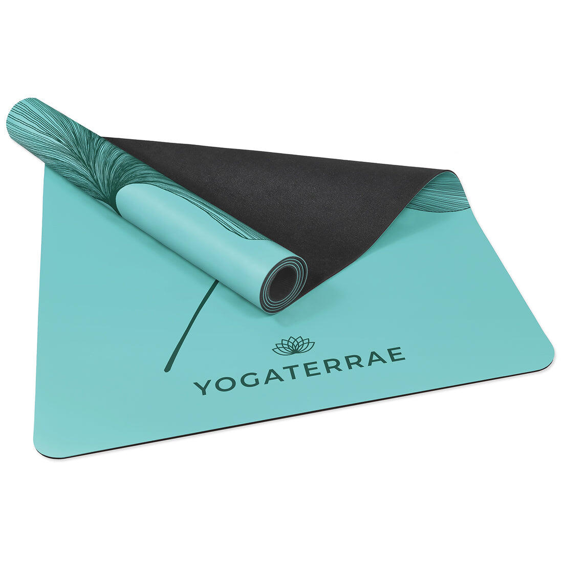 TAPIS DE YOGA ANTIDÉRAPANT NATUREL Vert PU-Caoutchouc Ginkgo Yin Yang Deep + SAC 5/7