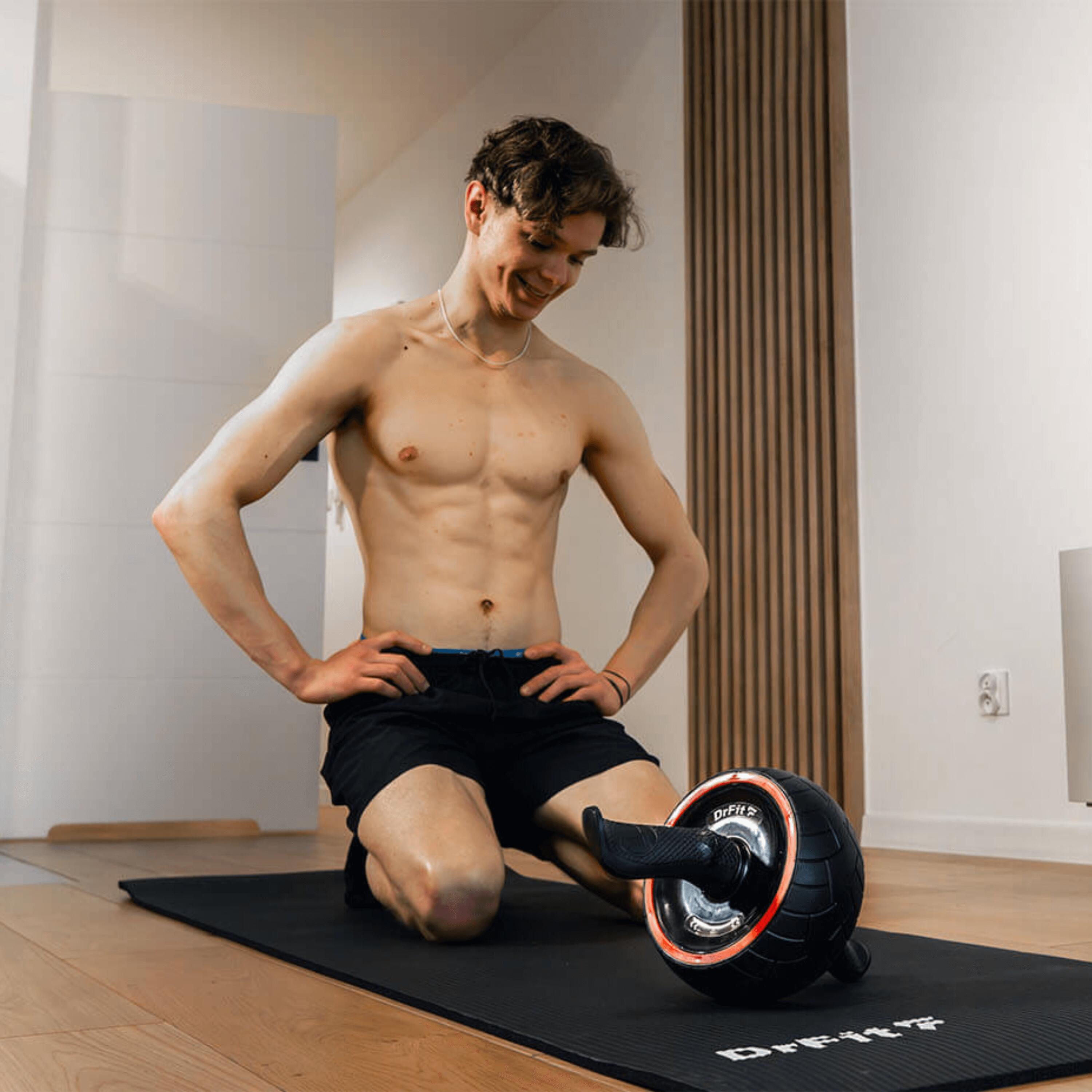 Kółko do ćwiczeń mięśni brzucha AB trening rozbudowa brzucha + mini mata DrFit 3/7