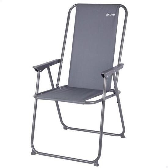 Chaise pliante de camping anti-basculement gris Aktive