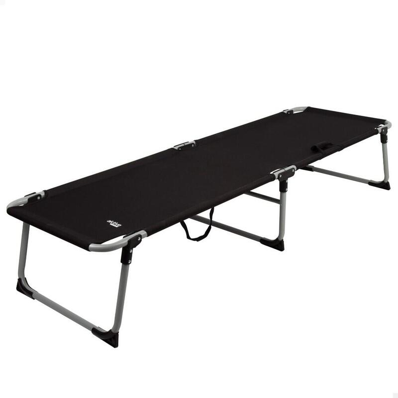 Aktive Cama plegable camping negra c/topes antivuelco