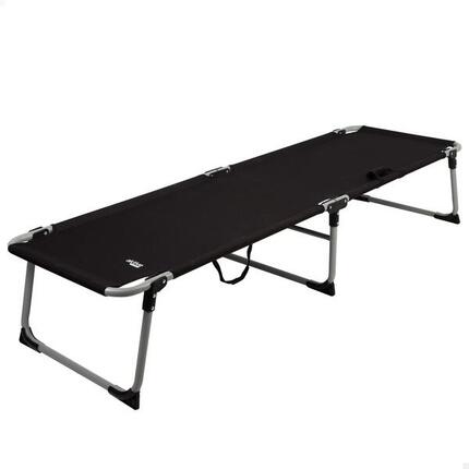 Lit de camping pliant noir avec capuchons roulants Aktive