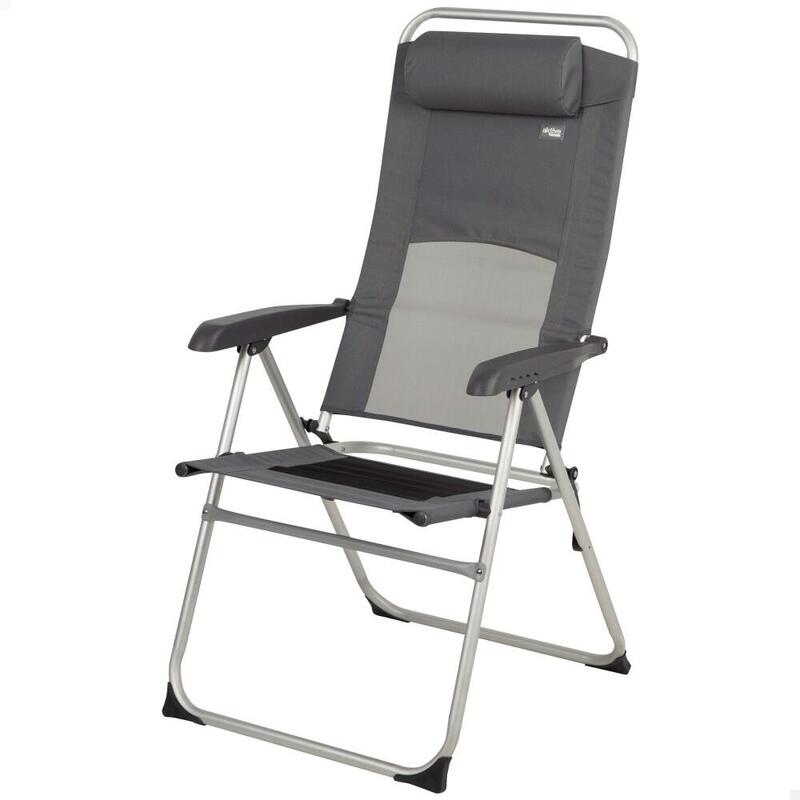Aktive Silla plegable jardín gris reclinable 6 posiciones