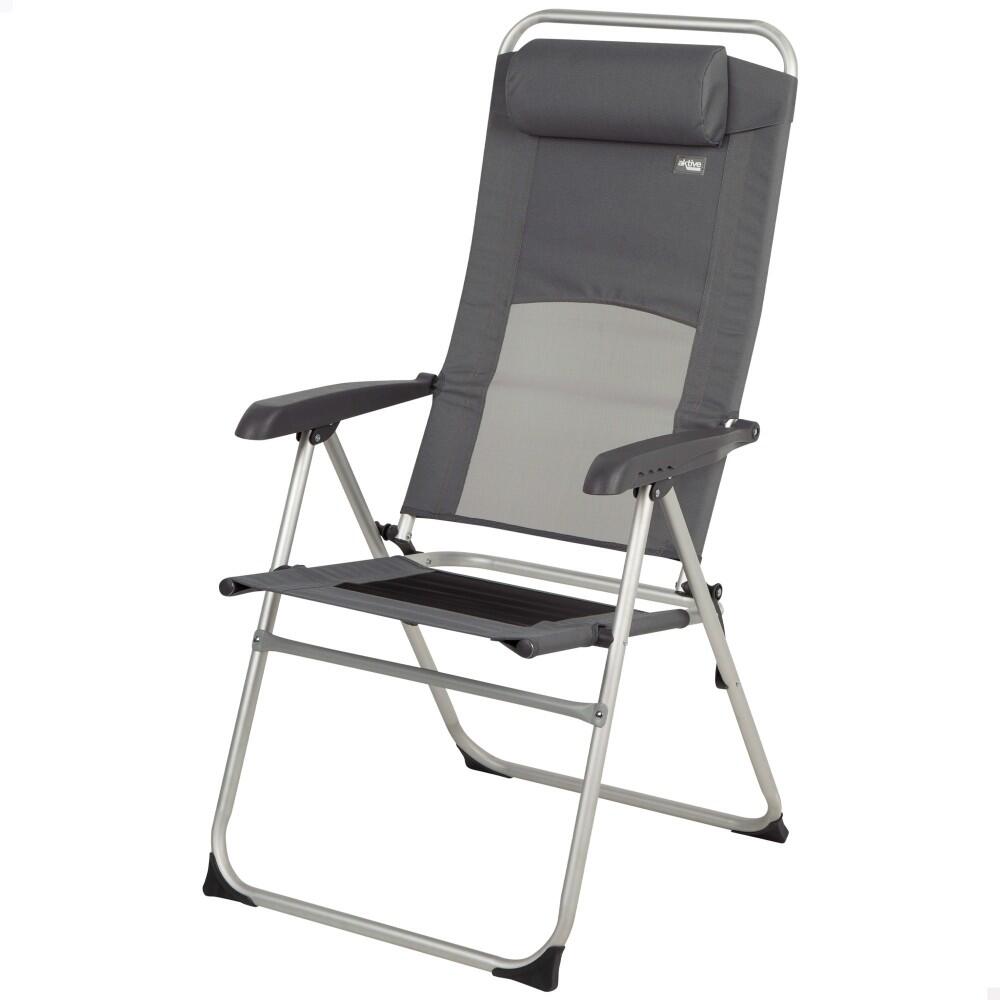 Aktive - Chaise De Jardin Pliante Grise Inclinable 6 Positions Aktive - Siège Pliant - Gris - Taille Unique - Decathlon