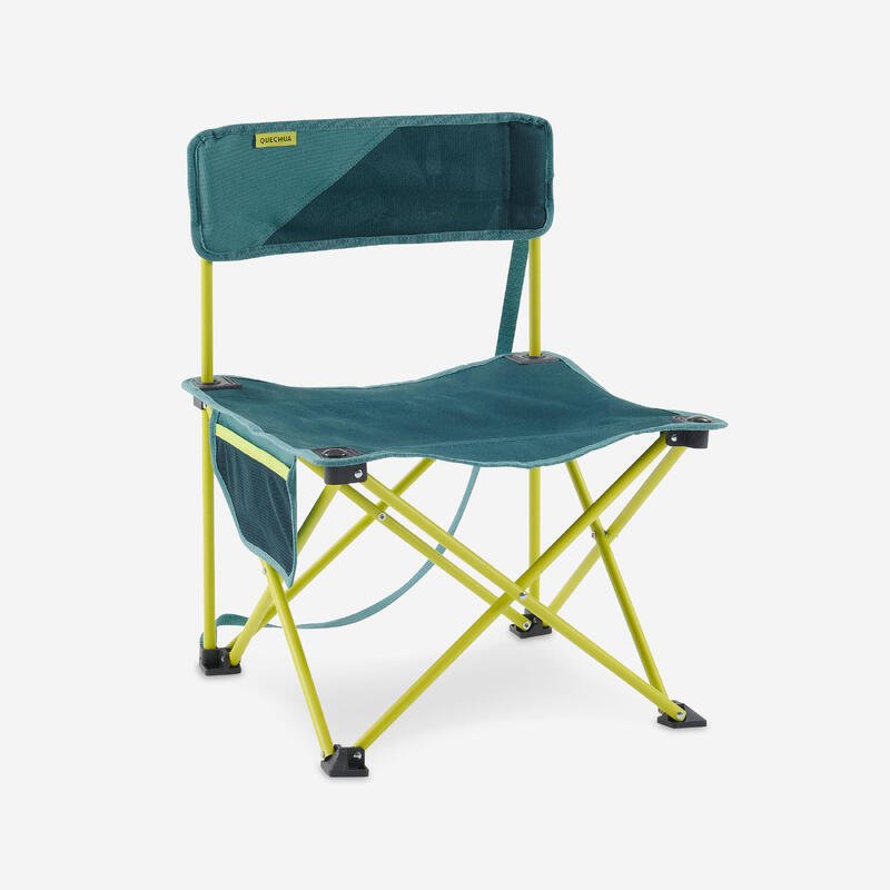 Almohadilla de fijación de asiento textil para silla de camping.