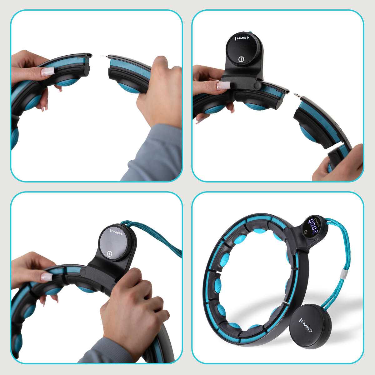 Victoper 12 4 Abnehmbaren und Verstellbaren Smart Hula hoopHula Hoop Reifen mit Gewicht Kugel,Fitness Hula Hoops Erwachsene60-112cm,Gewichteter Smart Hula Hoop mit Zähler für Übungen
