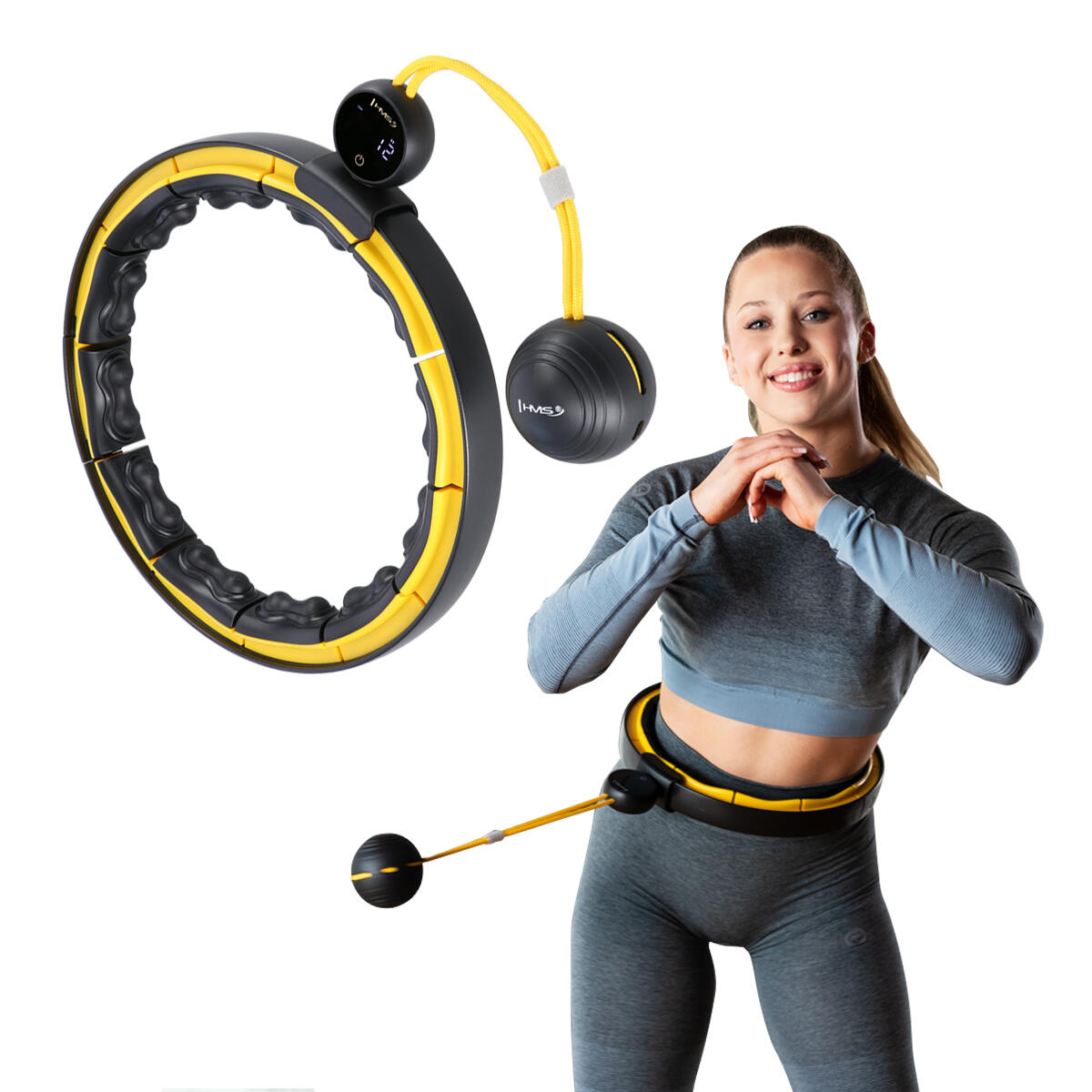 One Fitness Hoelahoep - Zwart/Geel 2/7