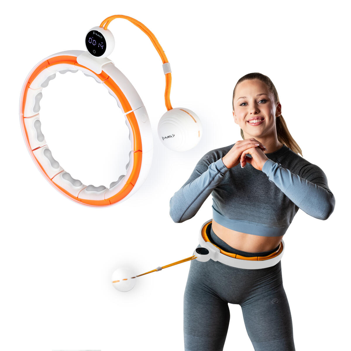 Hula-hoop - Aimants, Poids & Compteur - Blanc/Orange 2/7