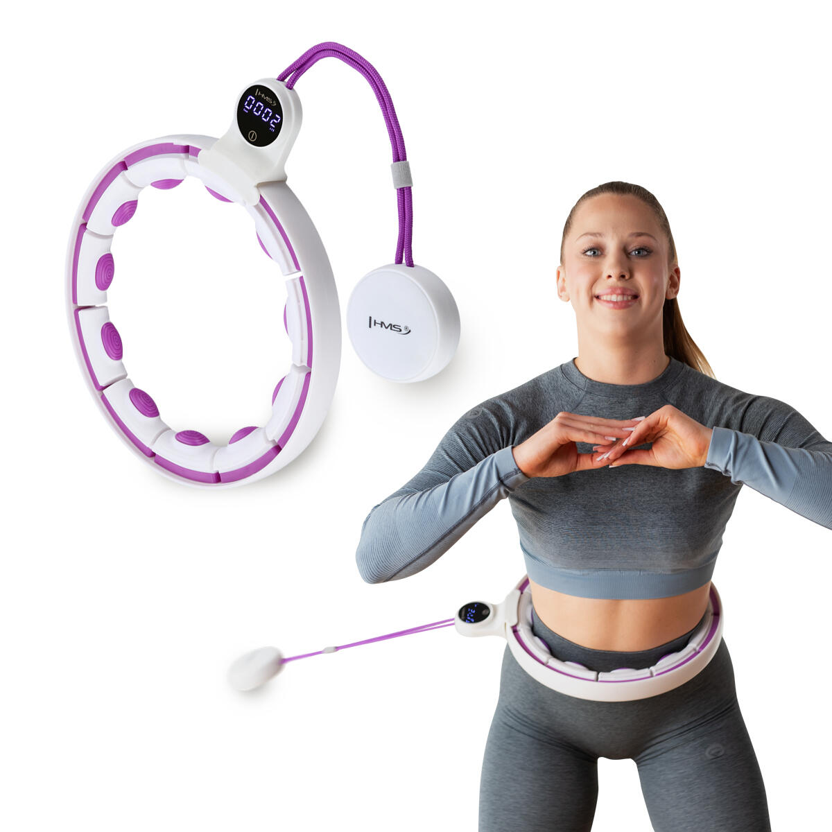 HMS Masážní hula hoop HMS HHM17 se závažím, magnety a počítadlem