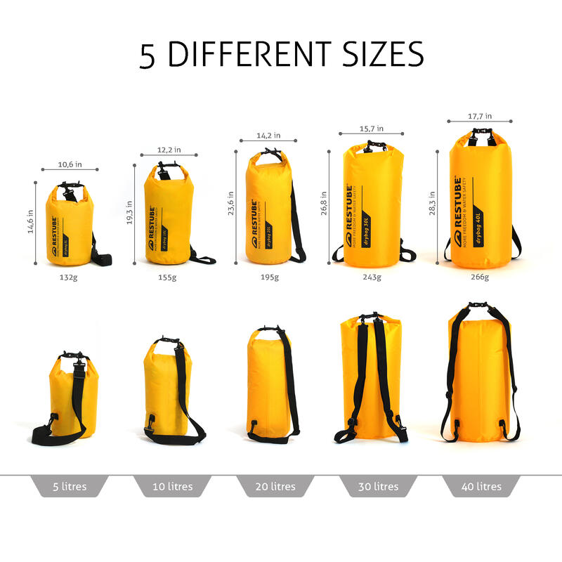 Wodoodporna torba RESTUBE Drybag 5 l z paskiem na ramię, niebieska