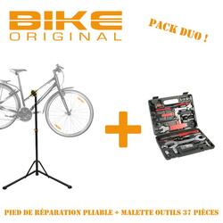 Lot pied de réparation & mallette outils Bike Original