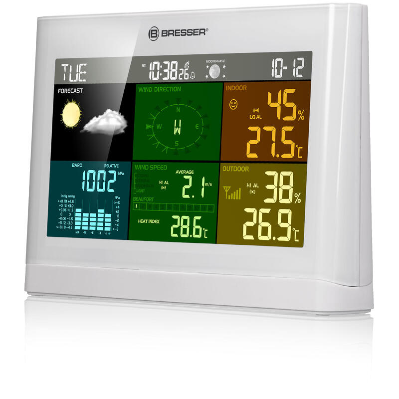 Centro meteo 5 in 1 Comfort con schermo a colori Bresser - Bianco