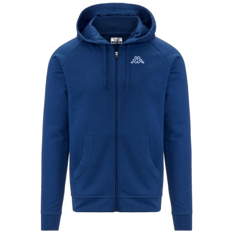 felpa uomo fitness kappa cotone con cappuccio blu