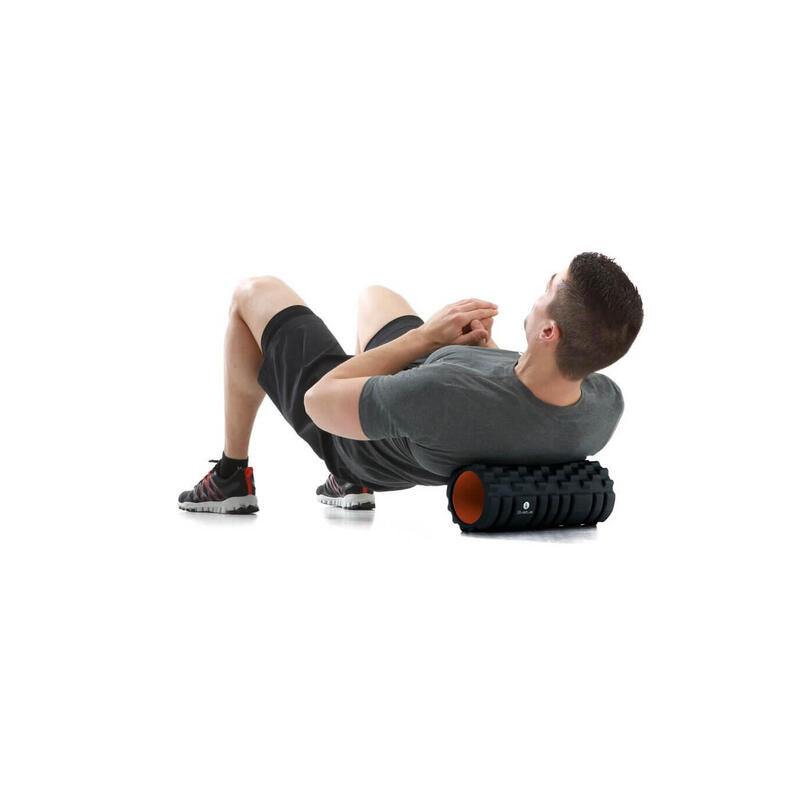 SVELTUS -zwarte foam roller met grid