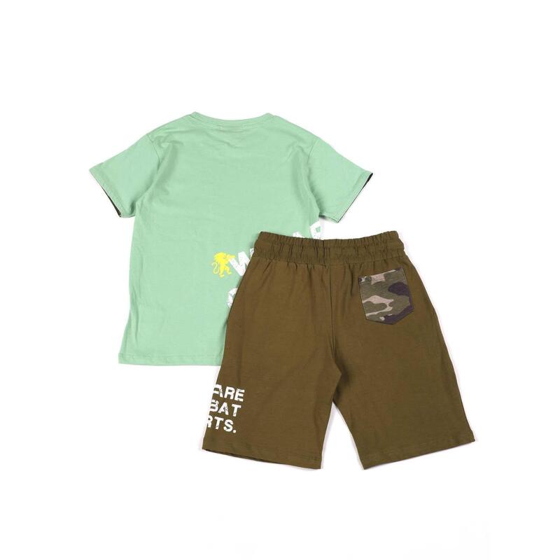 Complete katoenen kinderset met Leone Camou t-shirt en short