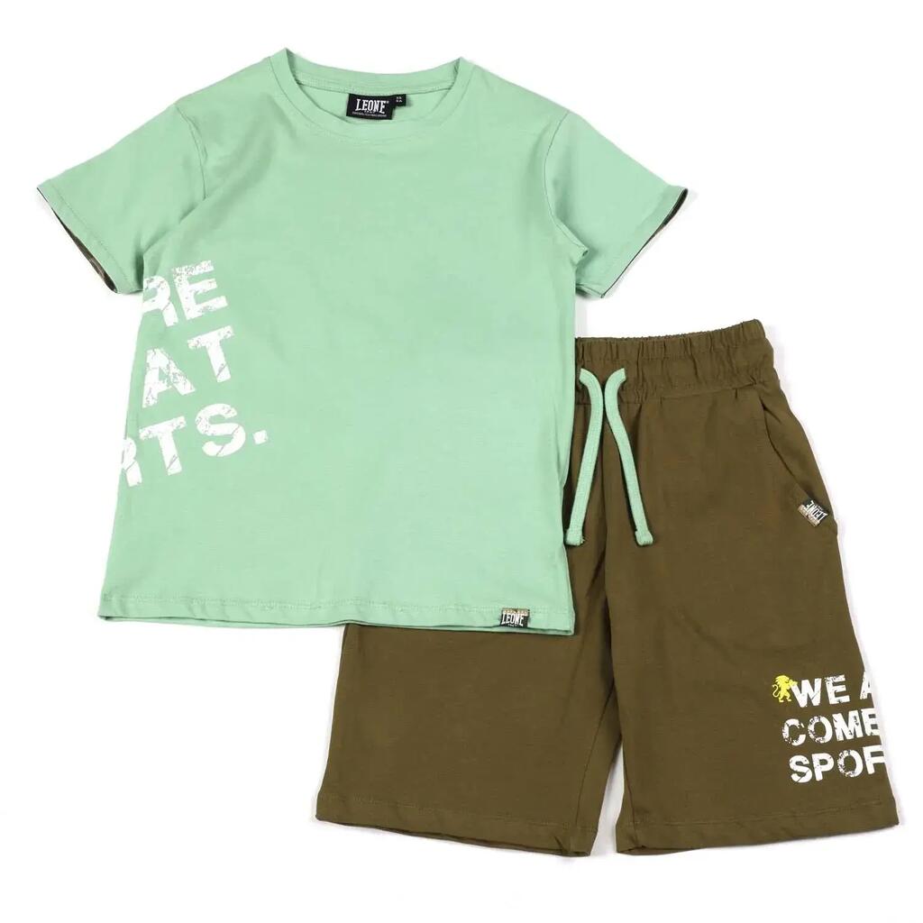 Complete children's cotton set with Leone Camou t-shirt and shorts