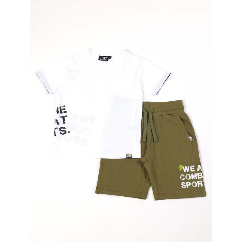 Conjunto infantil completo de algodón con camiseta Leone Camou y pantalón corto