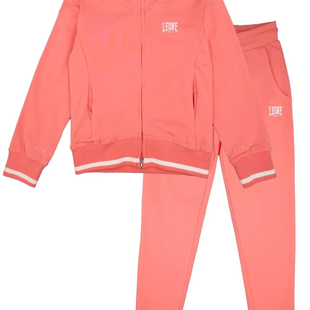 Leone Bright girls' non-sweat tracksuit with collar and zip