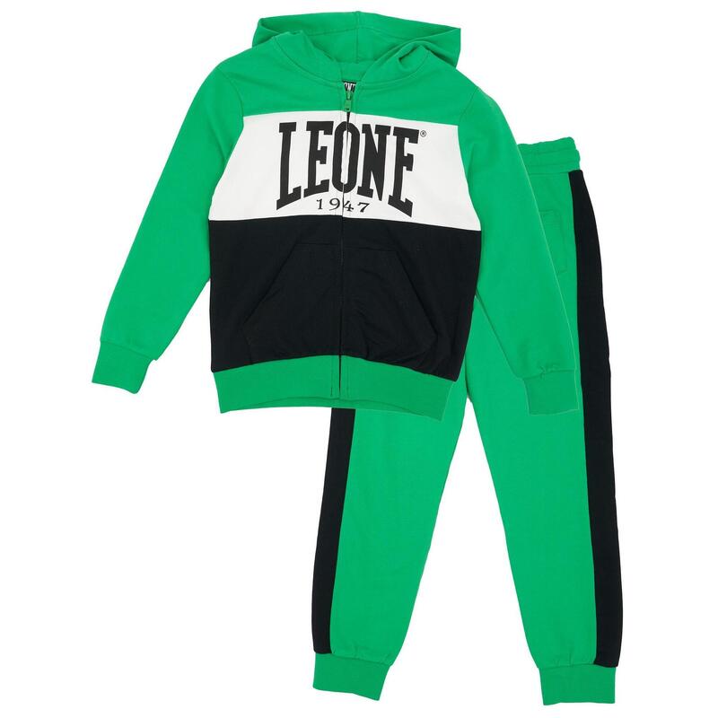 Leone B&W kinder non-fleece trainingspak met capuchon en ritssluiting