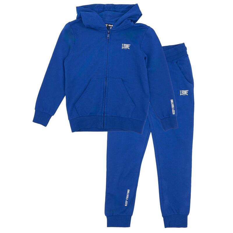 Leone Basic kinder non-fleece trainingspak met capuchon en ritssluiting