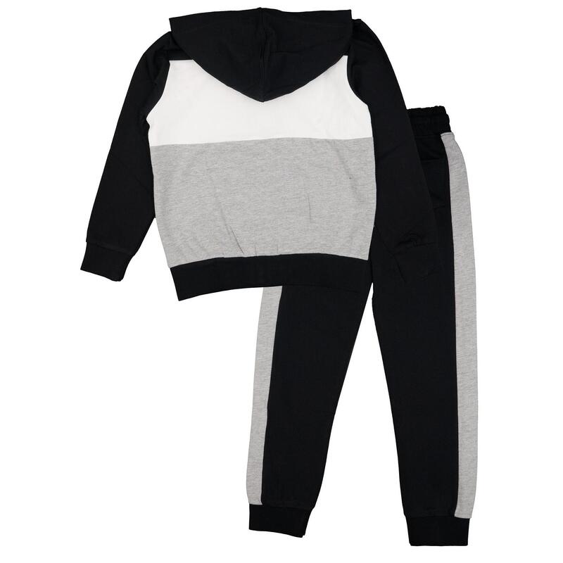 Leone B&W kinder non-fleece trainingspak met capuchon en ritssluiting