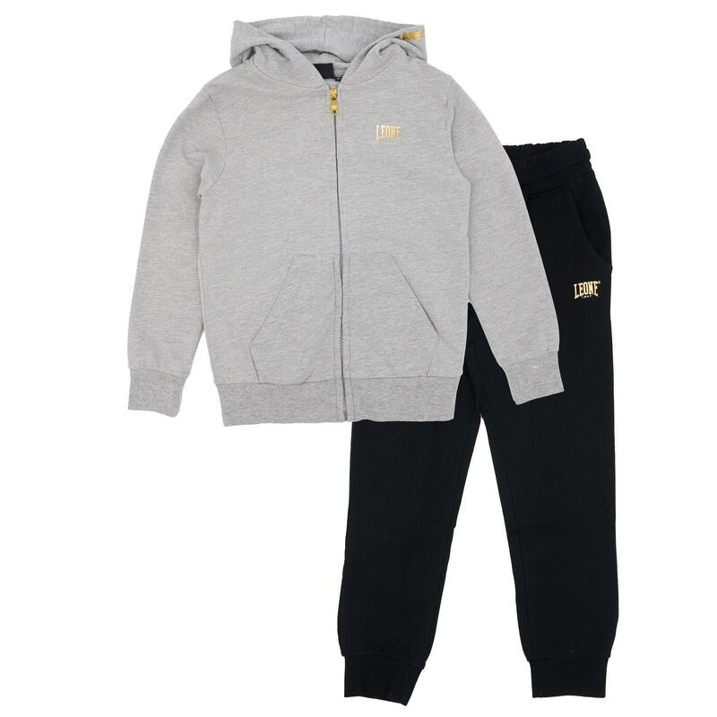 Leone Gold non-fleece trainingspak met ritssluiting en capuchon voor kinderen