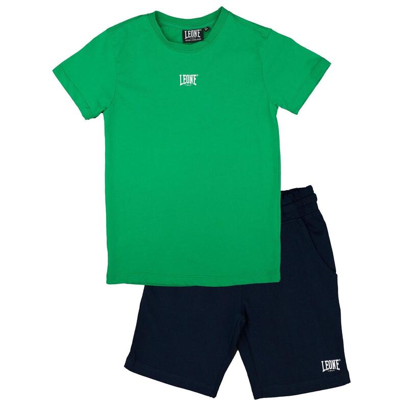 Set completo da bambino in cotone con t-shirt e pantaloncini Leone Basic