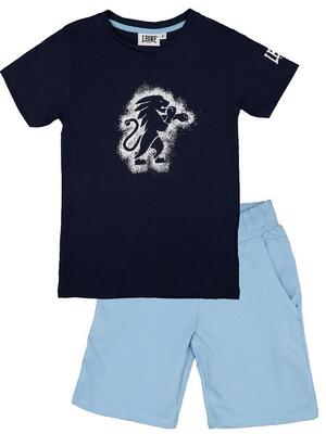 Set completo da bambino in cotone con t-shirt e pantaloncini Leone Tie Dye