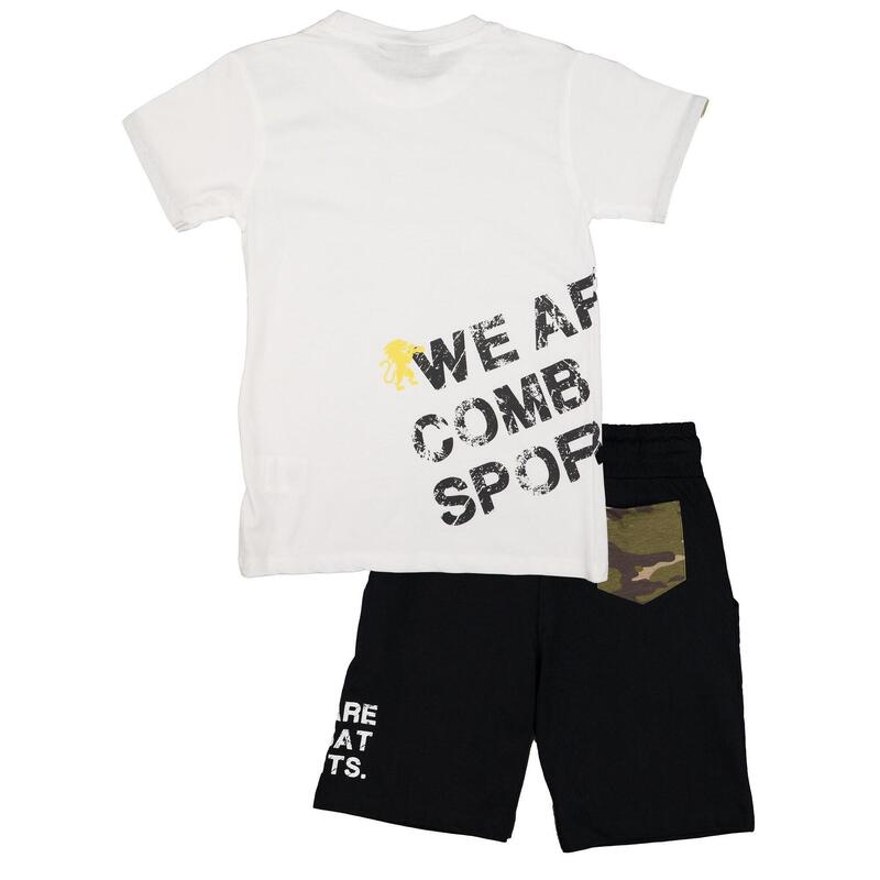 Conjunto infantil completo de algodón con camiseta Leone Camou y pantalón corto