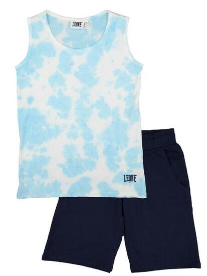 Komplettes Baumwollset für Jungen mit Leone-Tie-Dye-Tanktop und Shorts.
