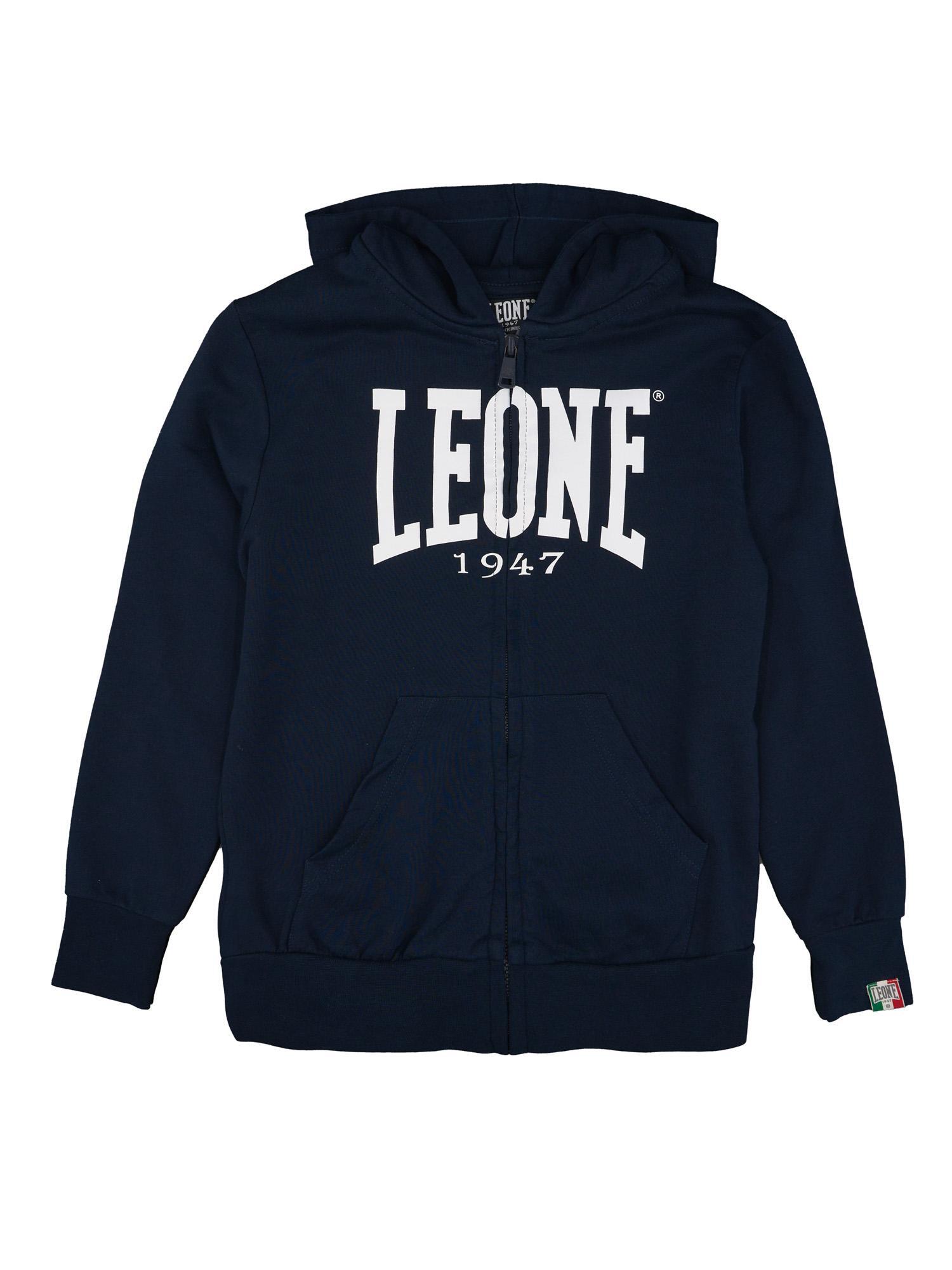 Felpa da bambino non felpata con cappuccio e zip Leone Basic 3/6