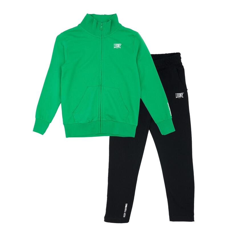 Leone Basic kinder non-fleece trainingspak met kraag en ritssluiting