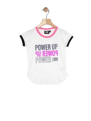 Power up meisjes t-shirt met korte mouwen en contrasterende randen