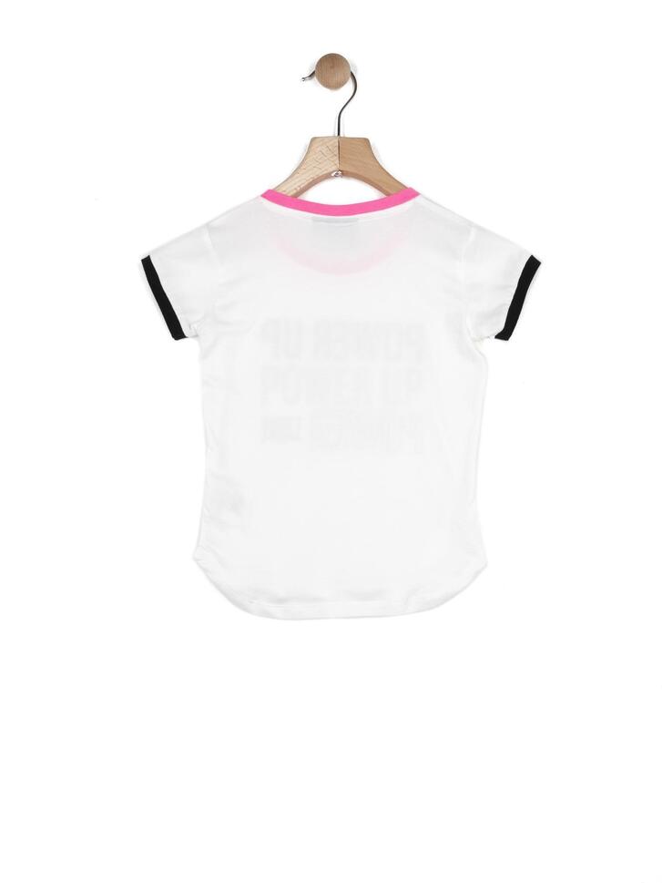 Dziewczęcy T-shirt z krótkim rękawem Power Up i kontrastowymi krawędziami