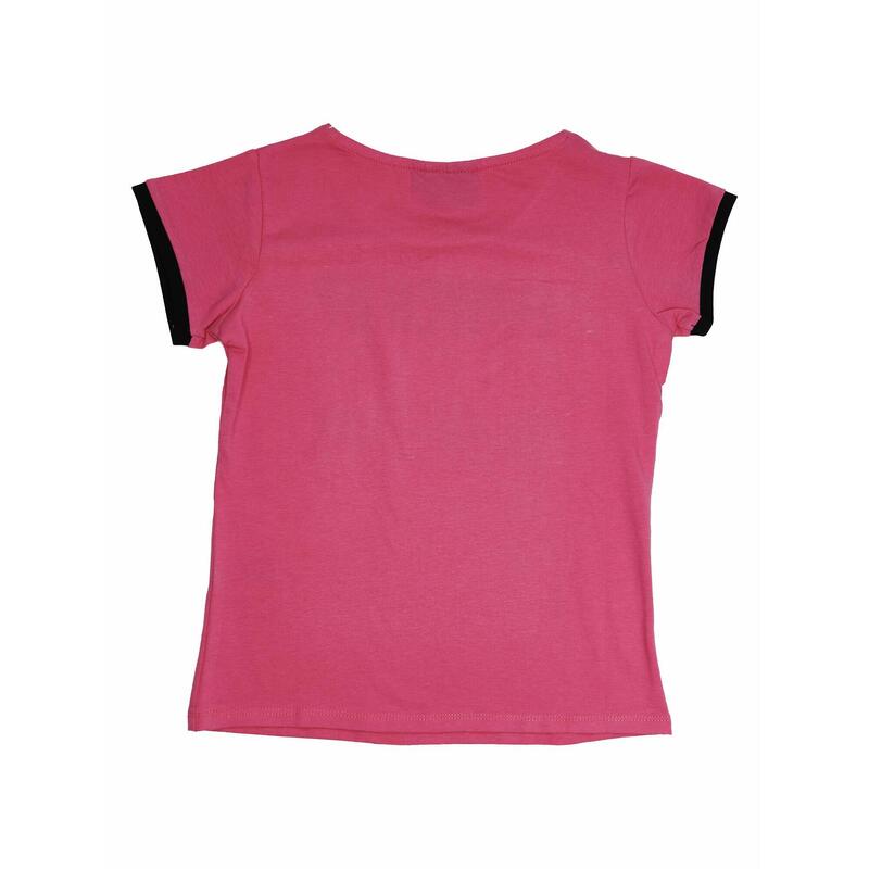 T-shirt a maniche corte con bordi in contrasto da bambina Power Up