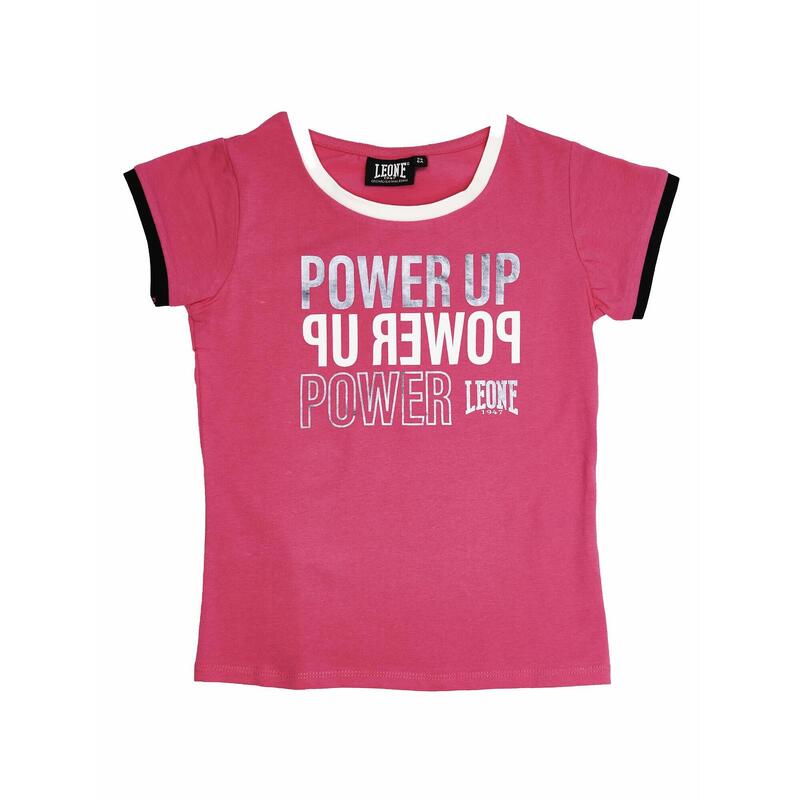 T-shirt a maniche corte con bordi in contrasto da bambina Power Up