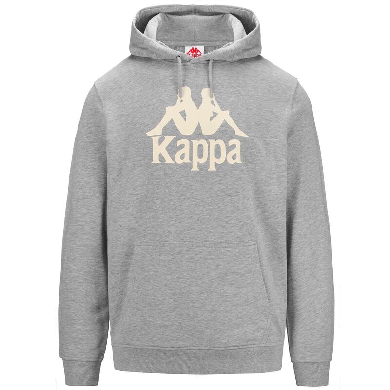 felpa uomo fitness kappa cotone con cappuccio grigio