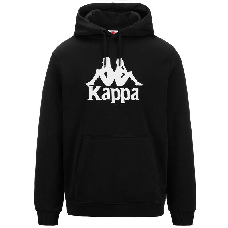 felpa uomo fitness kappa cotone con cappuccio nero