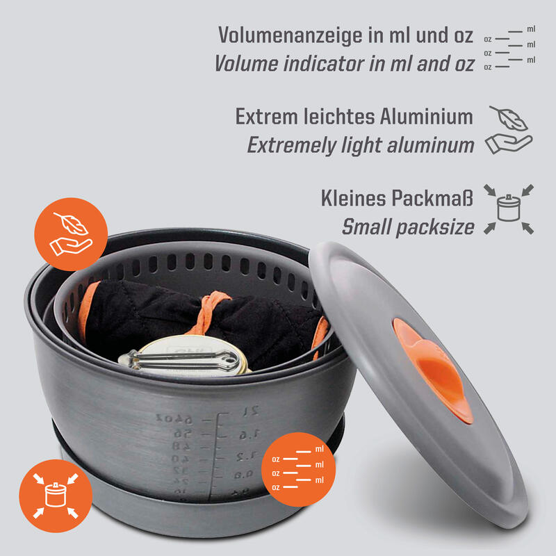Kit de cuisson Spiritus Réchaud camping Outdoor Casserole Set Echangeur chaleur