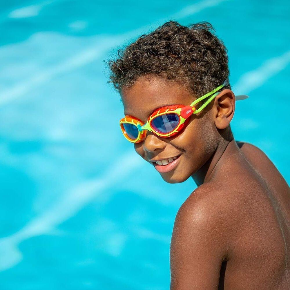 Zoggs Predator Junior Schwimmbrille Junior 180° Anti-Beschlag Rot Orange 3/4