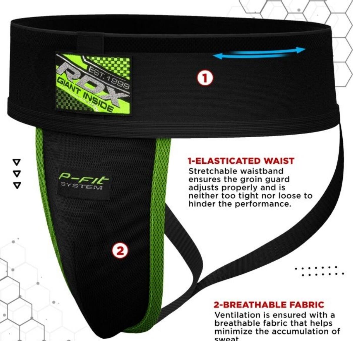 H1+ Kruisbeschermer met Gel Cup Zwart - Zwart | Maat: XL 5/7