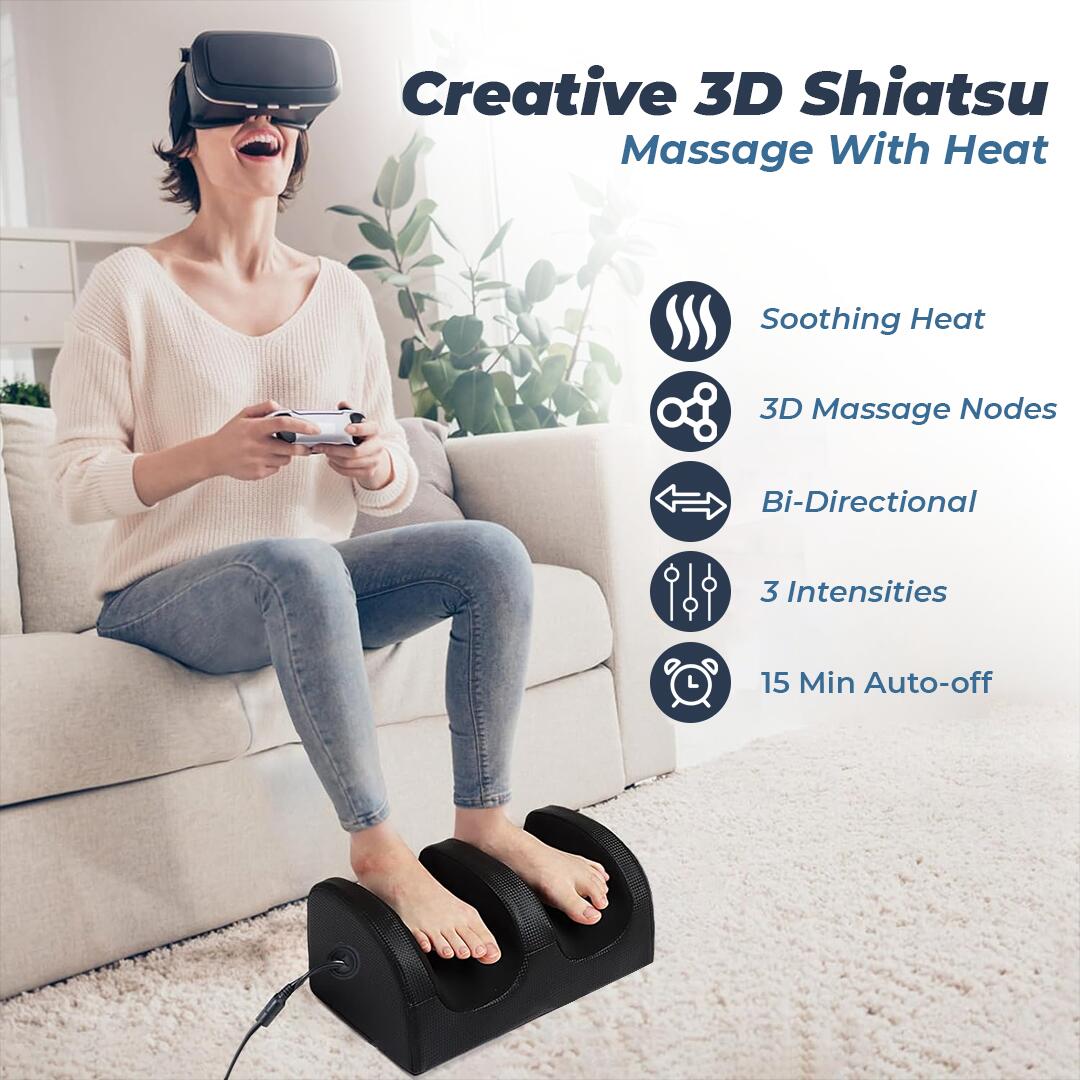 Flexnest Zen Foot Massager Corded Electric Machine for Pain Relief with Kneading function for Home - Black