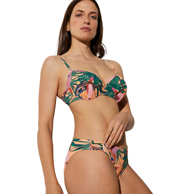 Conjunto bikini con aro estampado tropical