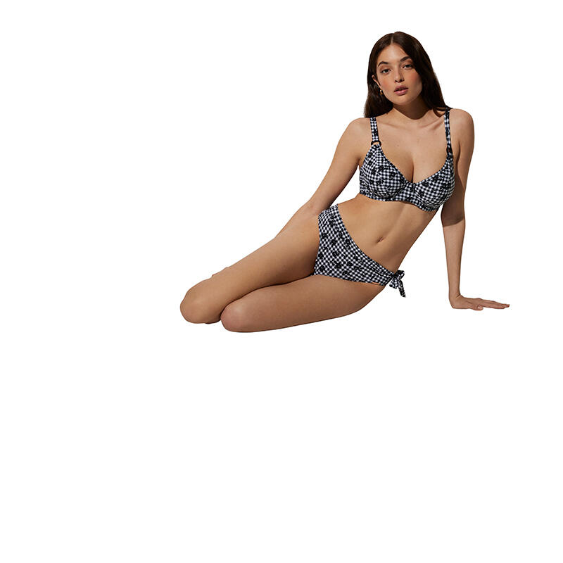 Conjunto bikini con aro reductor estampado vichy