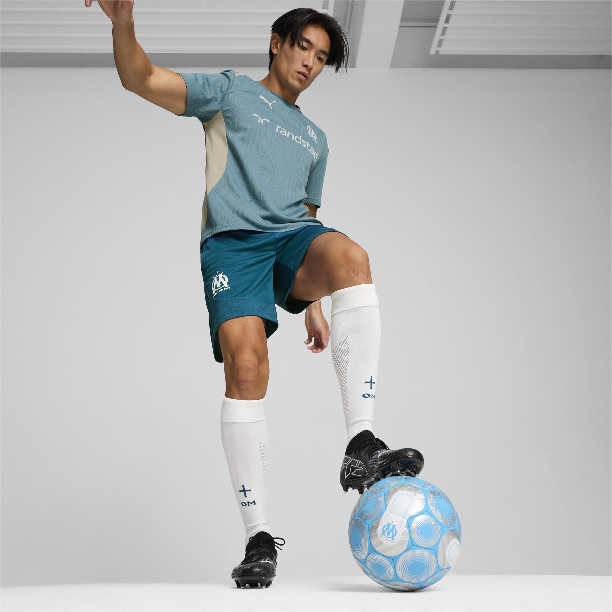 Olympique de Marseille trainingsshort voor heren PUMA Ocean Tropic White Blue 5/7