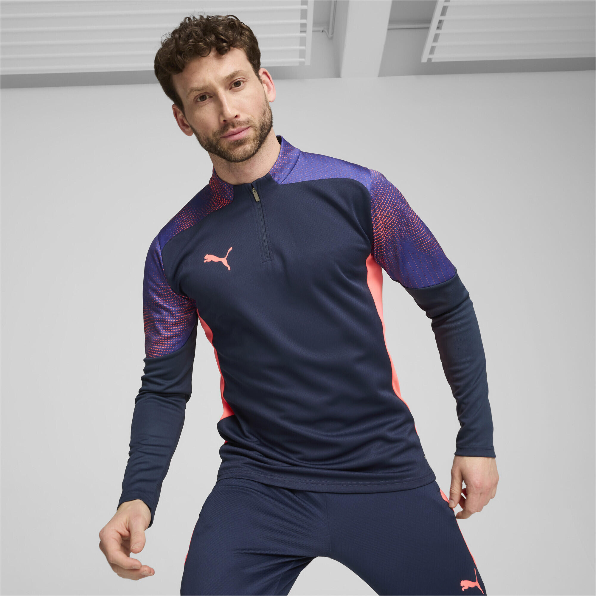 Haut à 1/4 zip individualFINAL Homme PUMA Club Navy Dark Amethyst Blue Purple 3/7